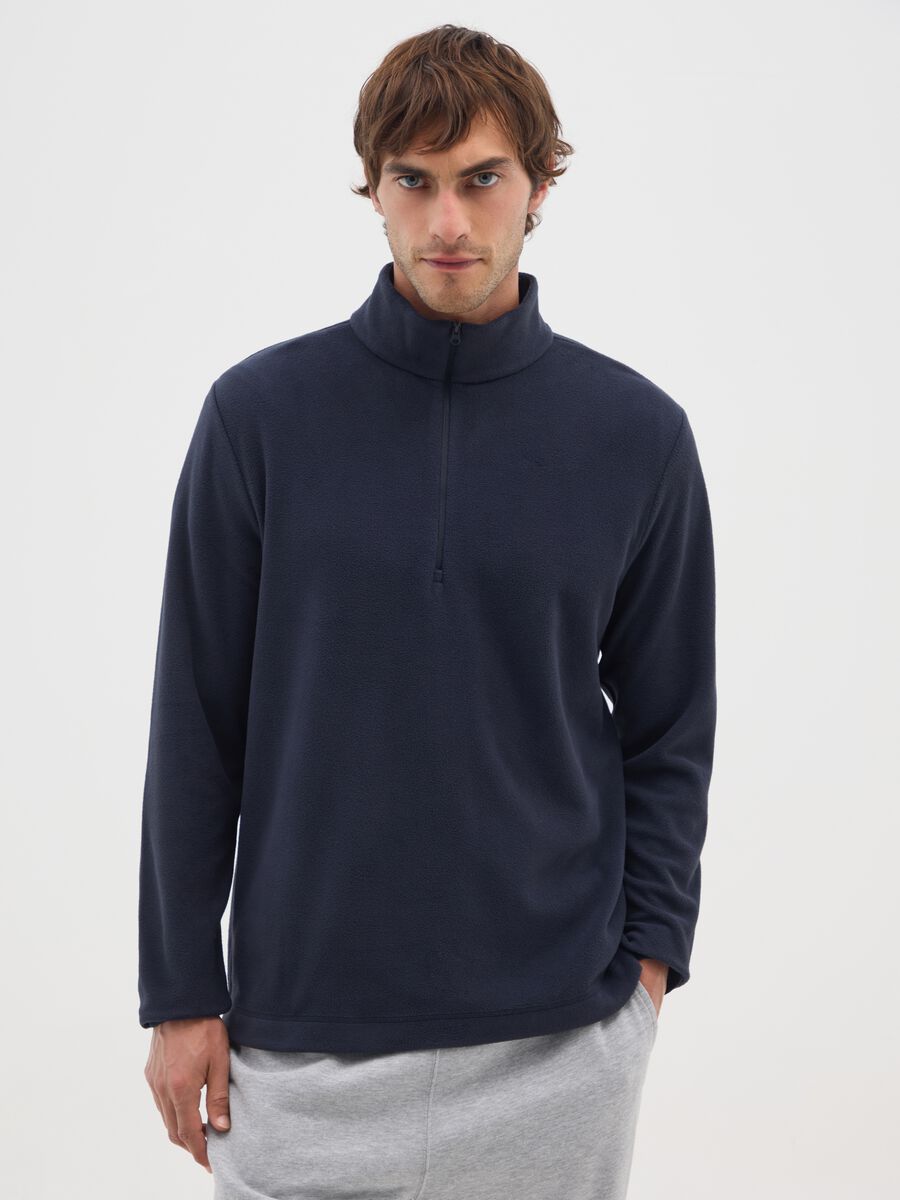 Blue Fleece Half-Zip Sweater_0