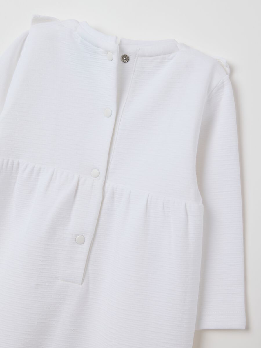 White Cotton Blend Baby Girl Romper_3