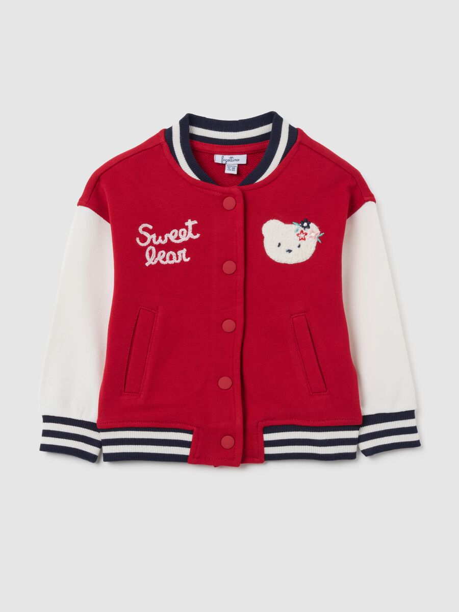 Girls' Multicolour Cotton Varsity Jacket - Regular Fit_0