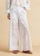 White pure cotton broderie anglaise palazzo trousers_1