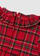 Multicoloured check wide-fit red dress with ruffles for girls_3