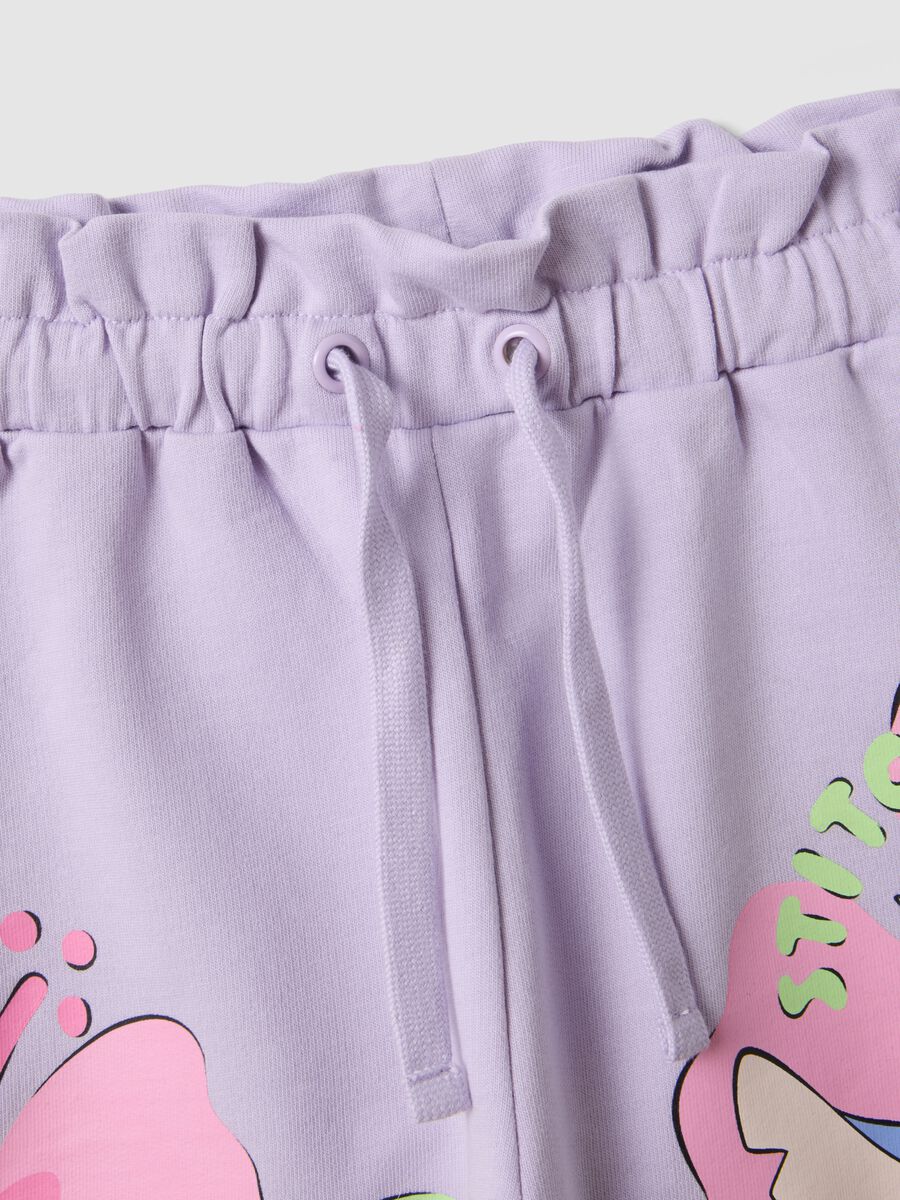 Girls' purple pure cotton shorts regular fit with Stitch_3