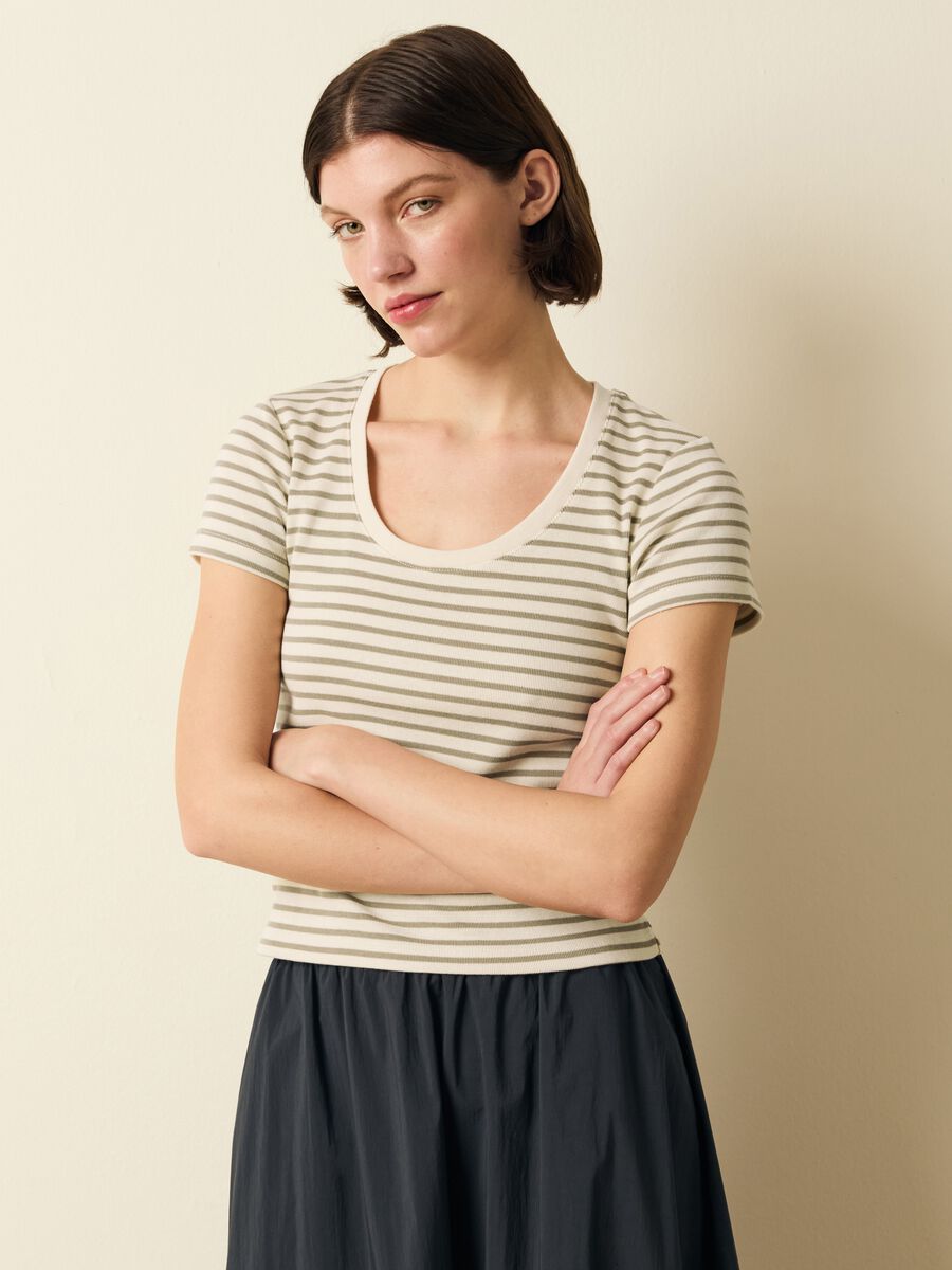 T-shirt in cotone a righe_1