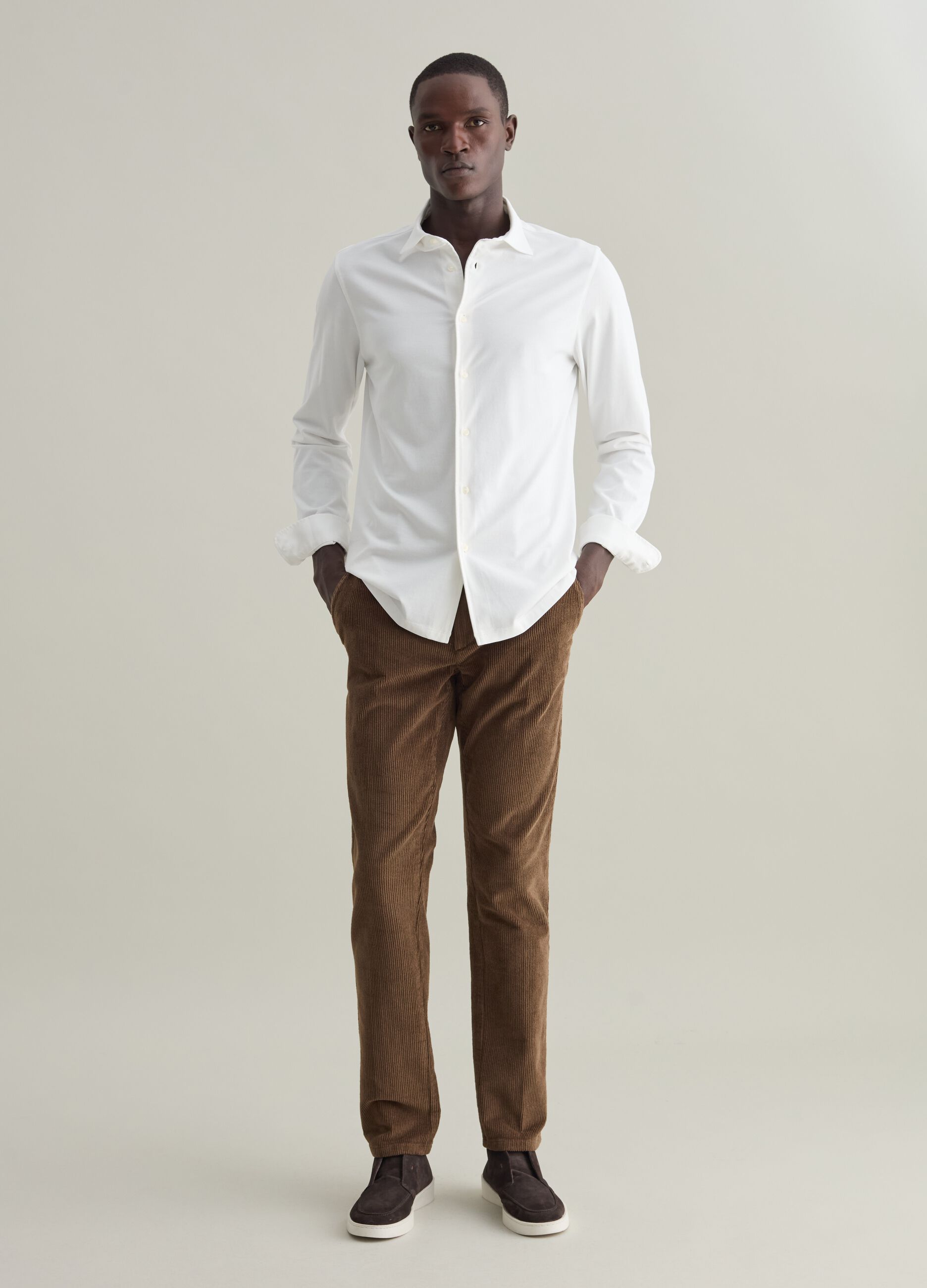 Contemporary stretch corduroy trousers