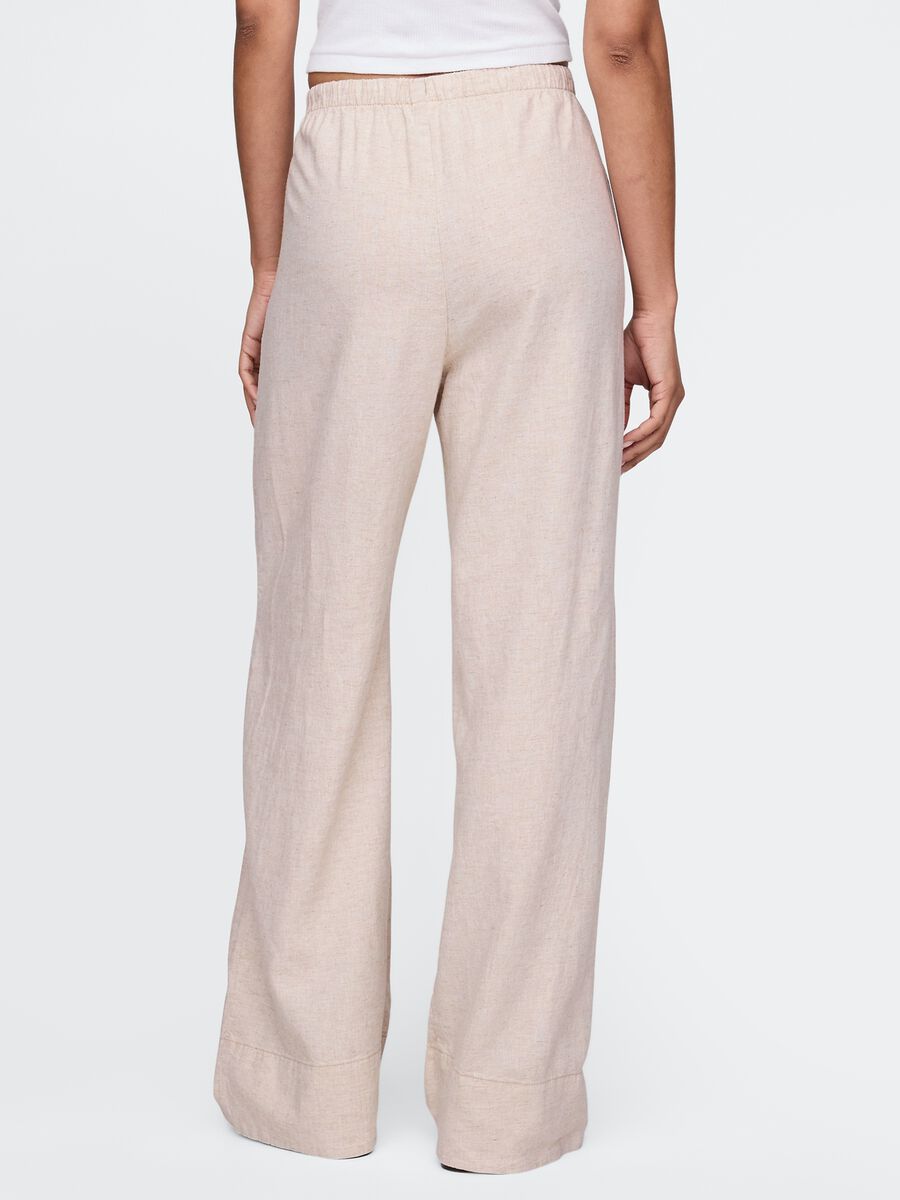 Beige wide-leg trousers in linen and viscose_2