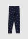 Girls' blue cotton blend skinny fit leggings_0