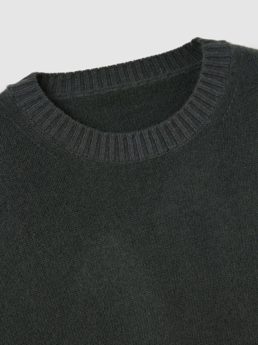 Maglione grigio blu in misto lana regular fit_5