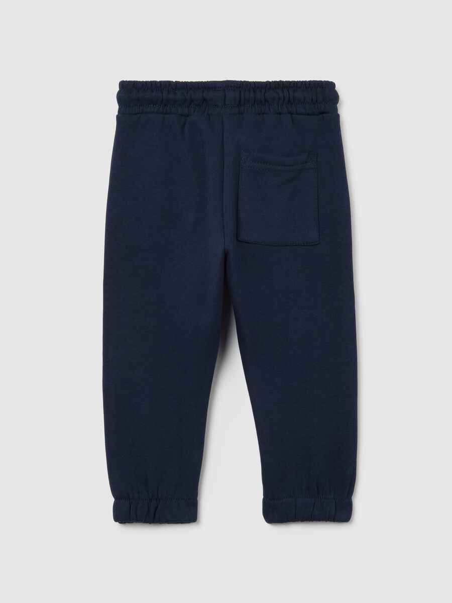 Regular fit blue cotton kid's joggers_1