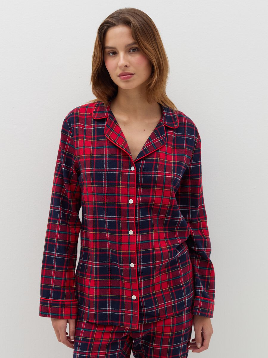 Long flannel pyjamas with tartan pattern_1