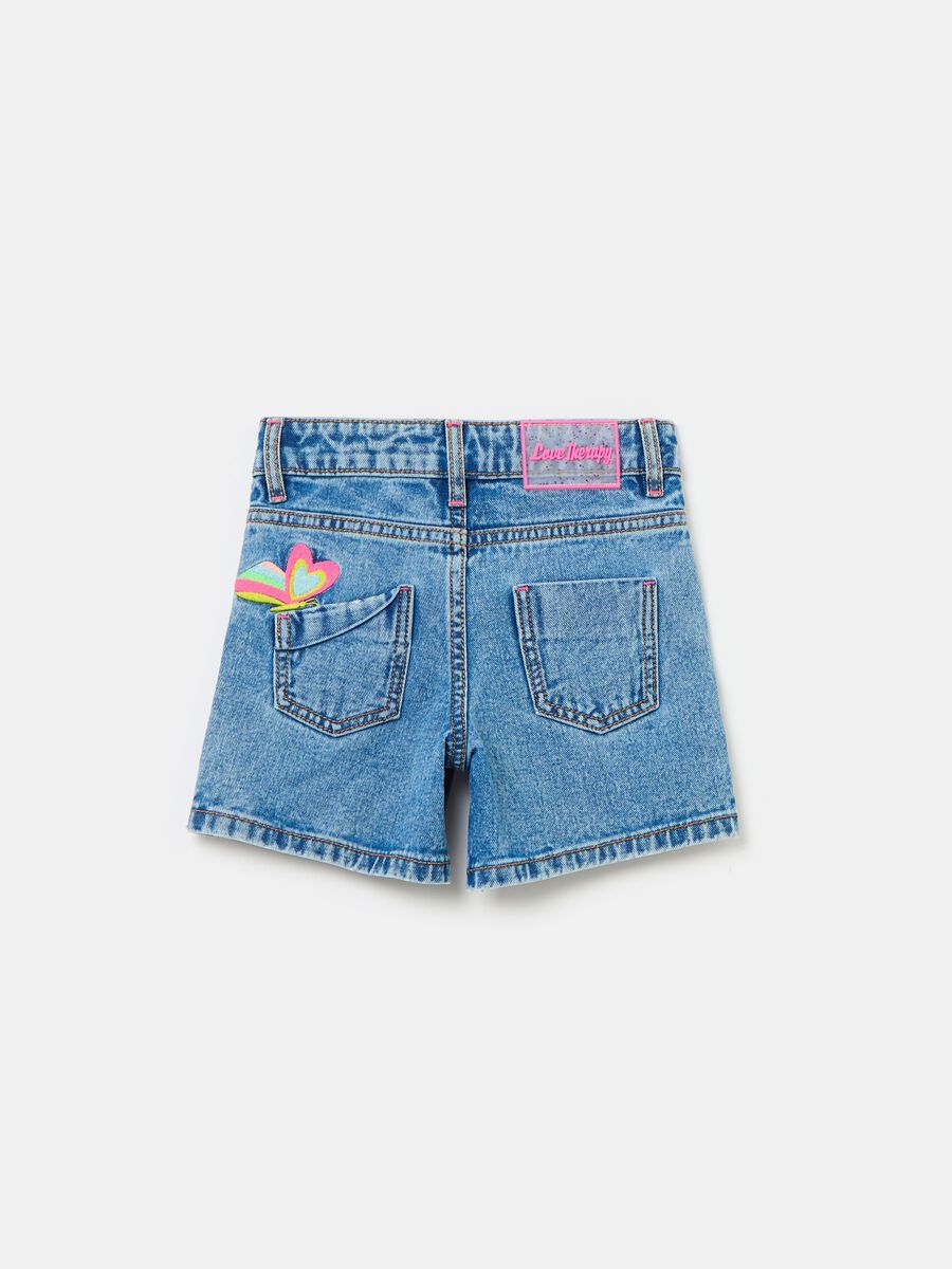 Denim shorts with five pockets and embroidery_1