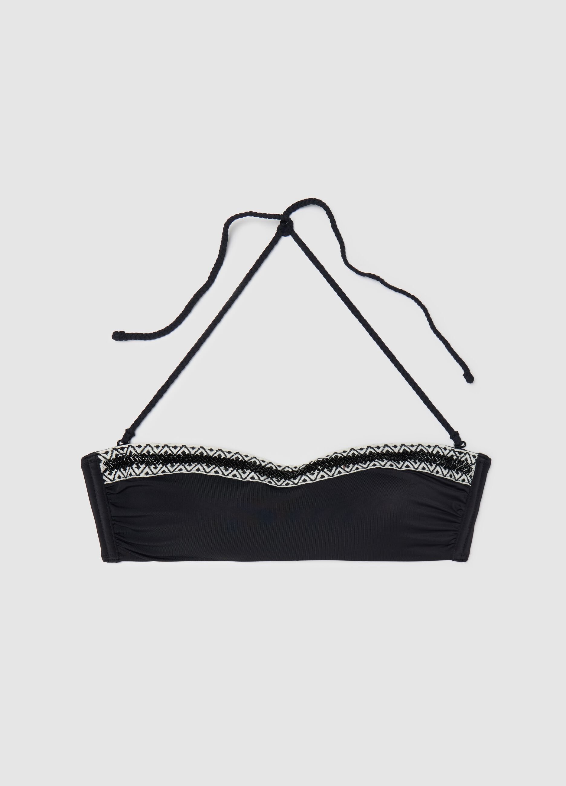 Top bikini a fascia da donna in tessuto elasticizzato con dettagli geometrici