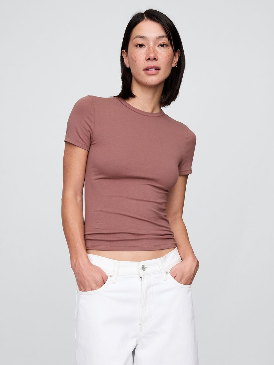 T-shirt marrone elasticizzata_0
