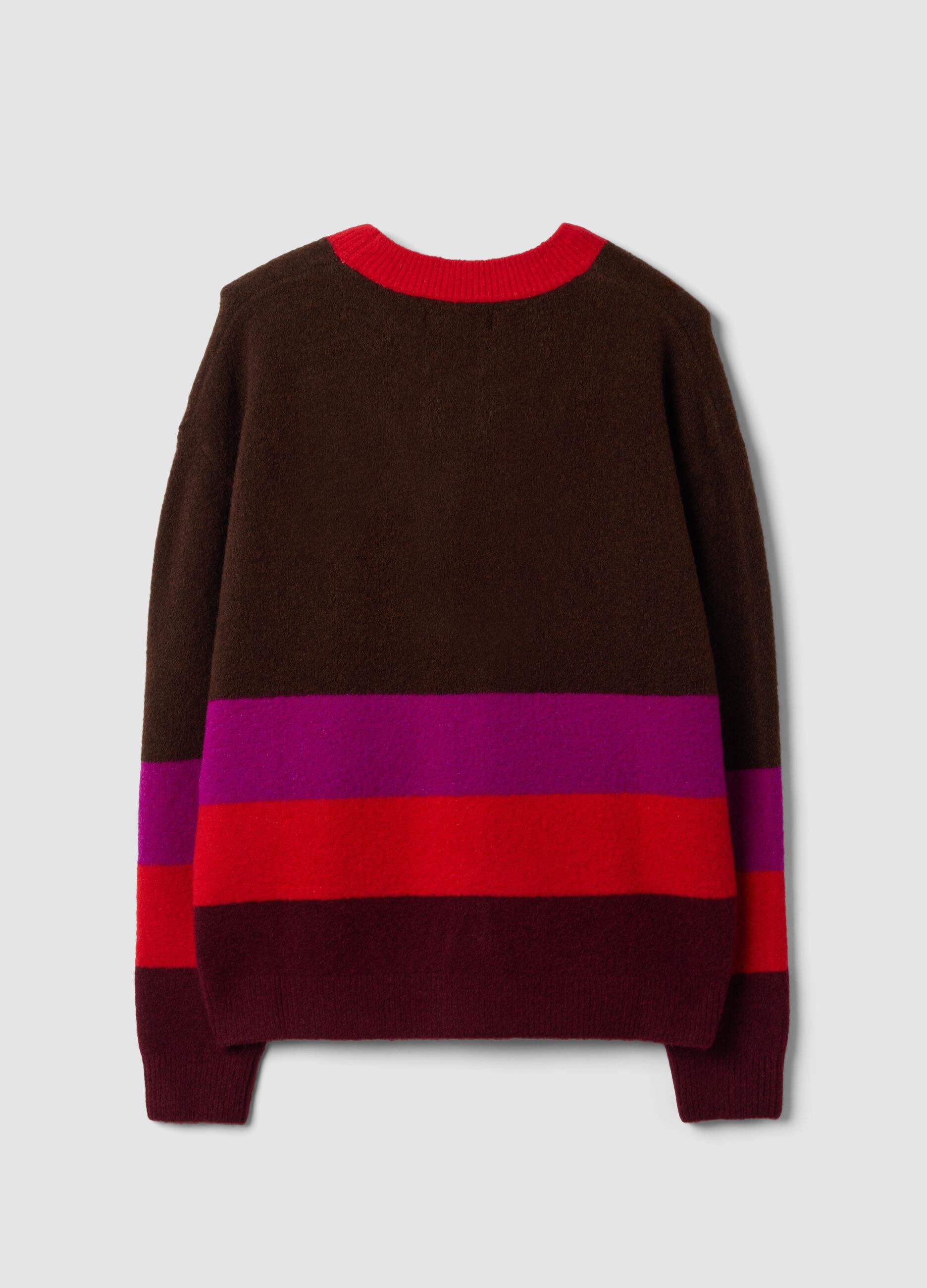 Dark brown striped stretch-wool crew-neck jumper