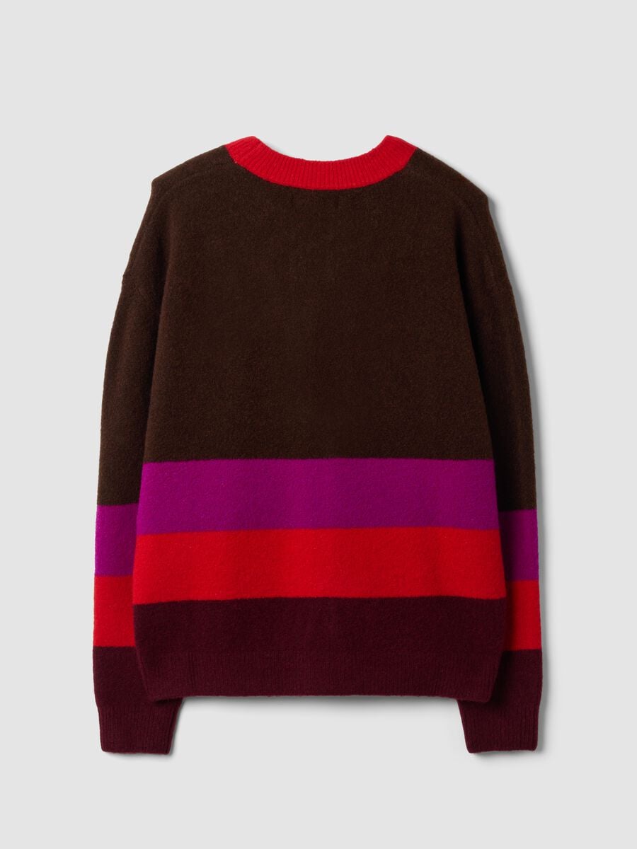 Dark brown striped stretch-wool crew-neck jumper_1