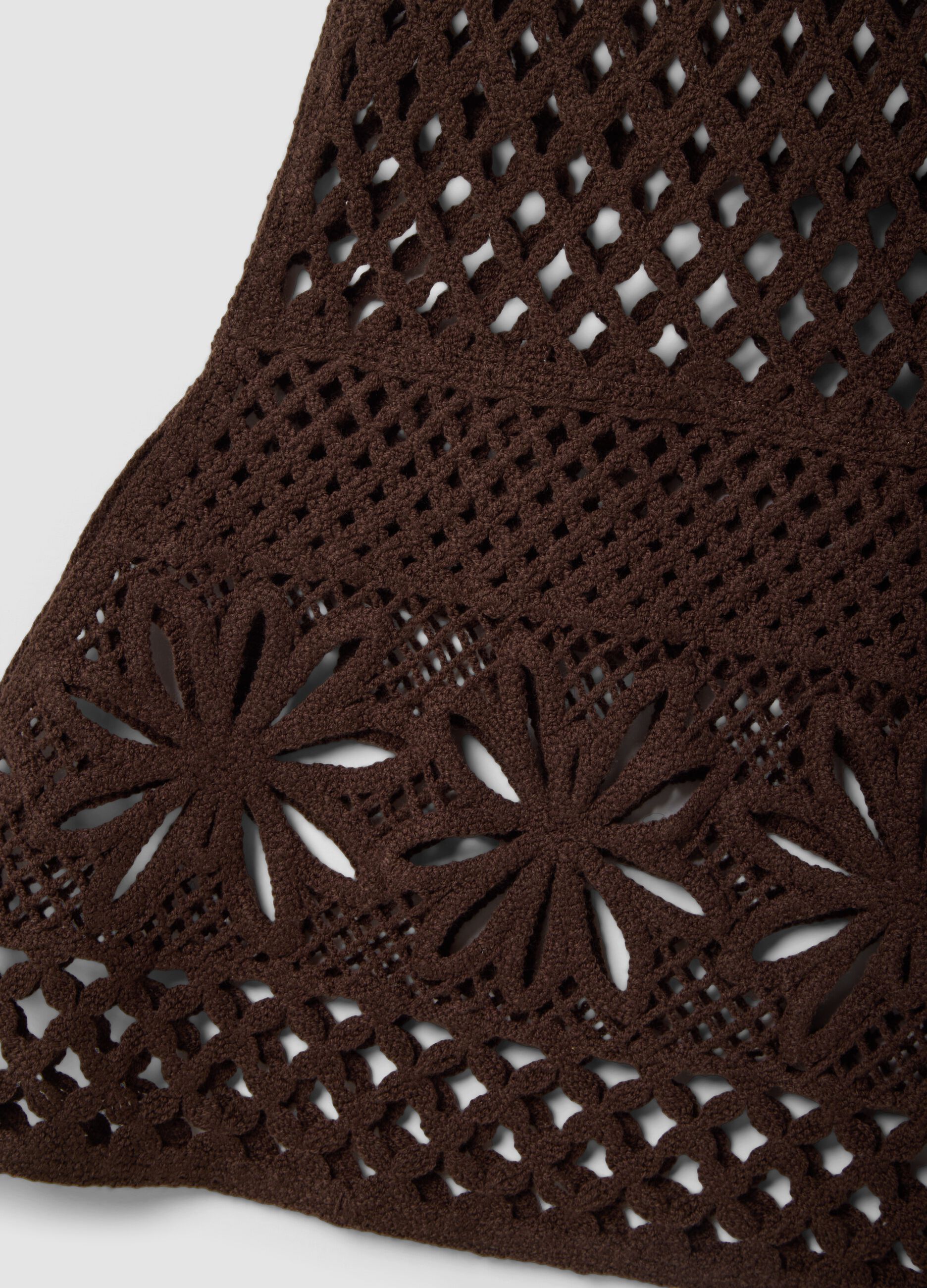 Brown cotton-blend maxi skirt, regular fit with knitted design