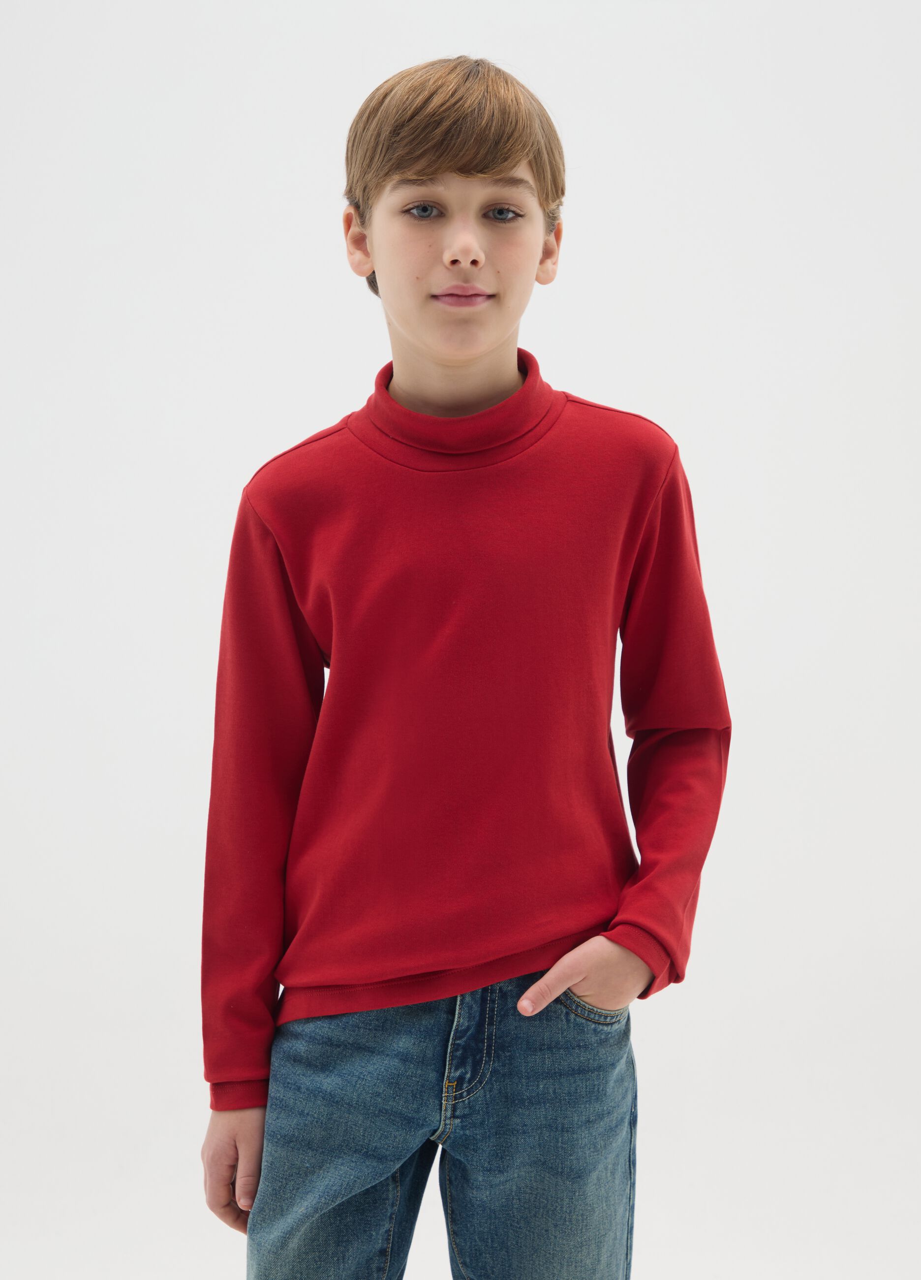 Boy's red pure cotton jumper regular fit