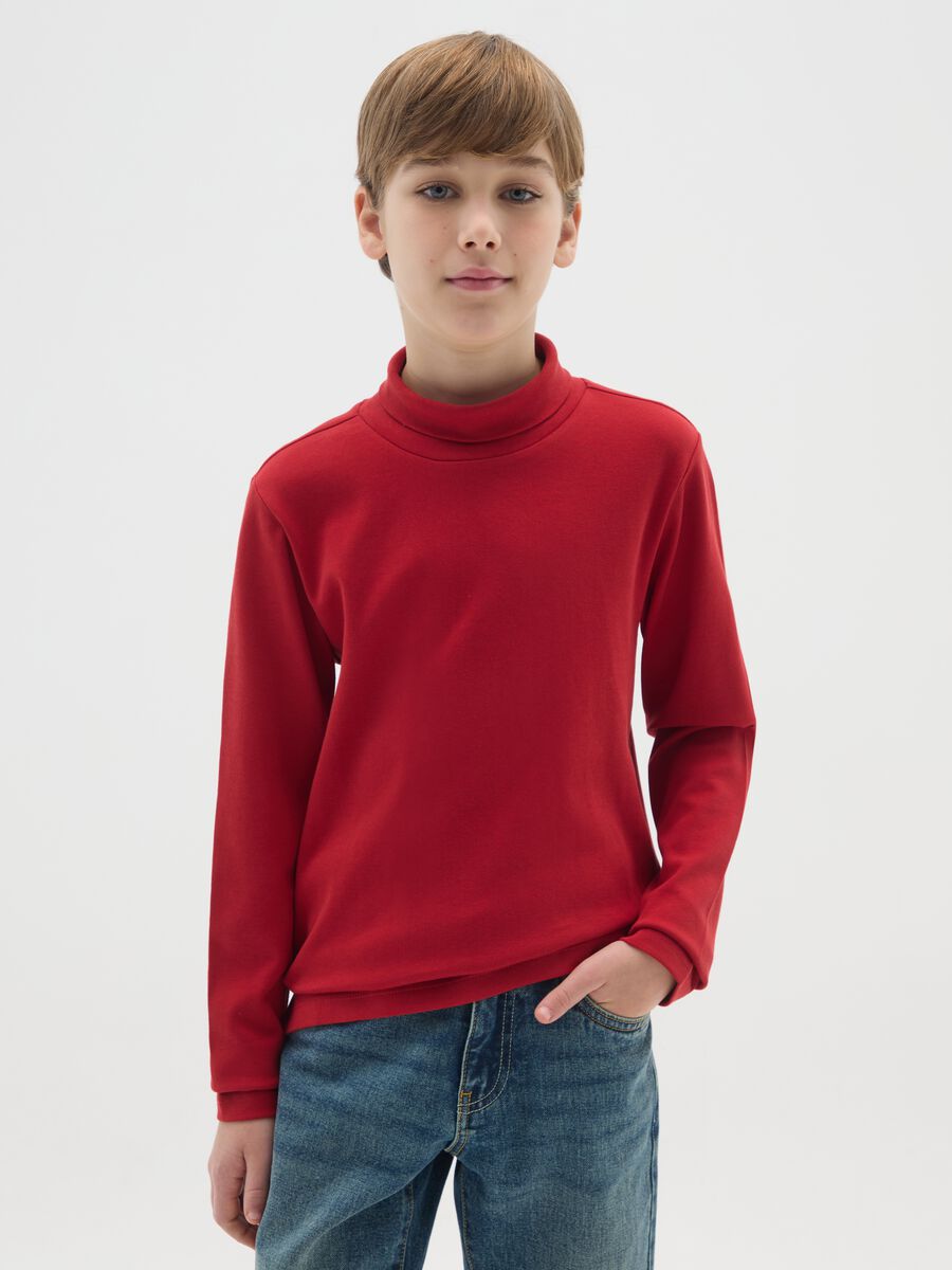 Boy's red pure cotton jumper regular fit_0