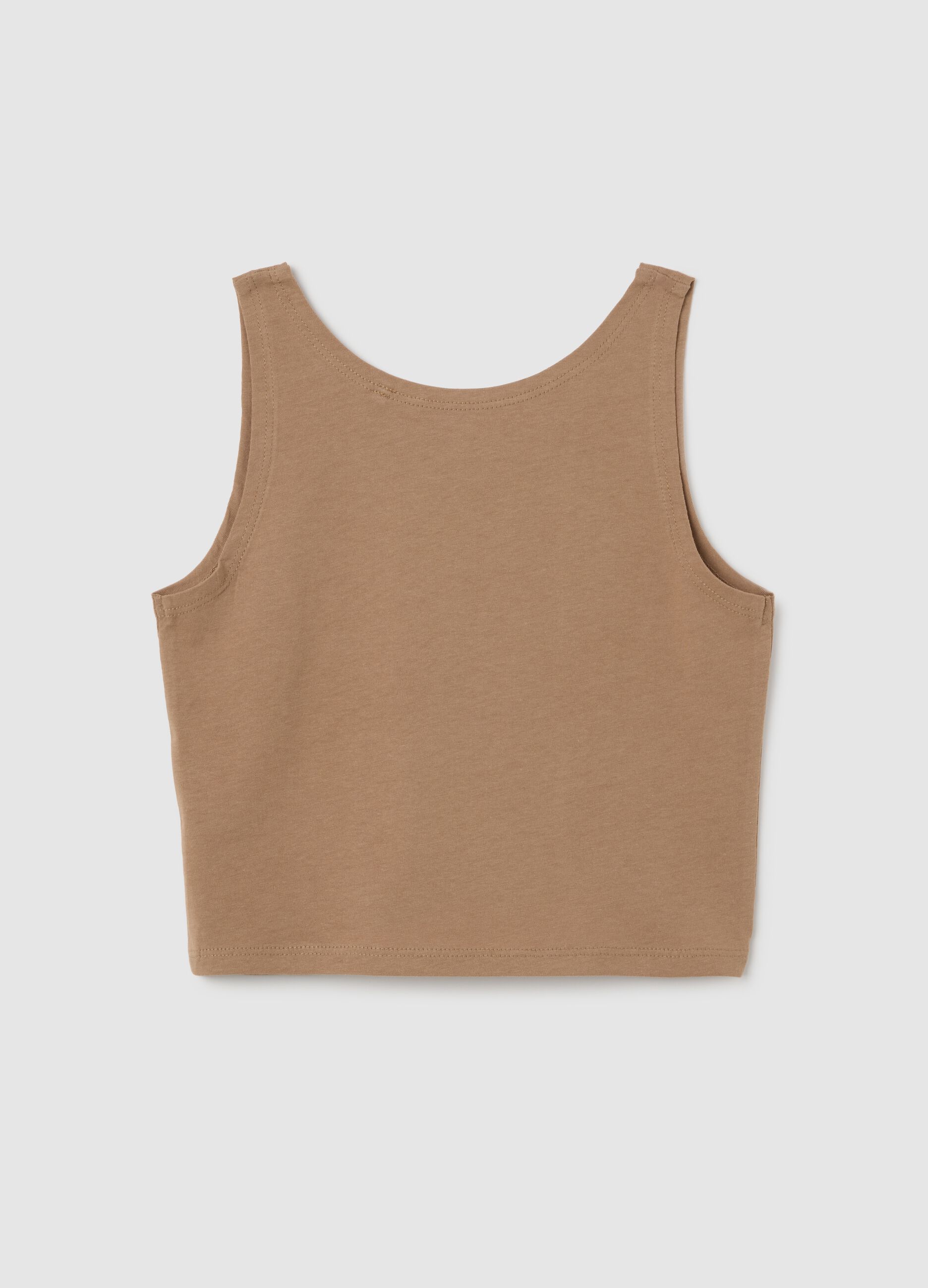 Brown regular fit girls' cotton crop top
