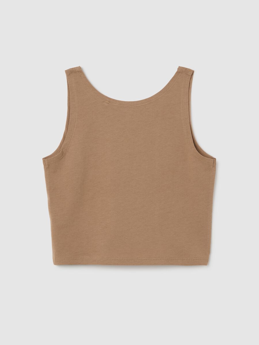 Brown regular fit girls' cotton crop top_4
