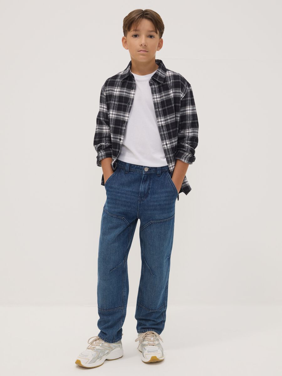 Blue pure cotton jeans with comfort-fit pockets_1