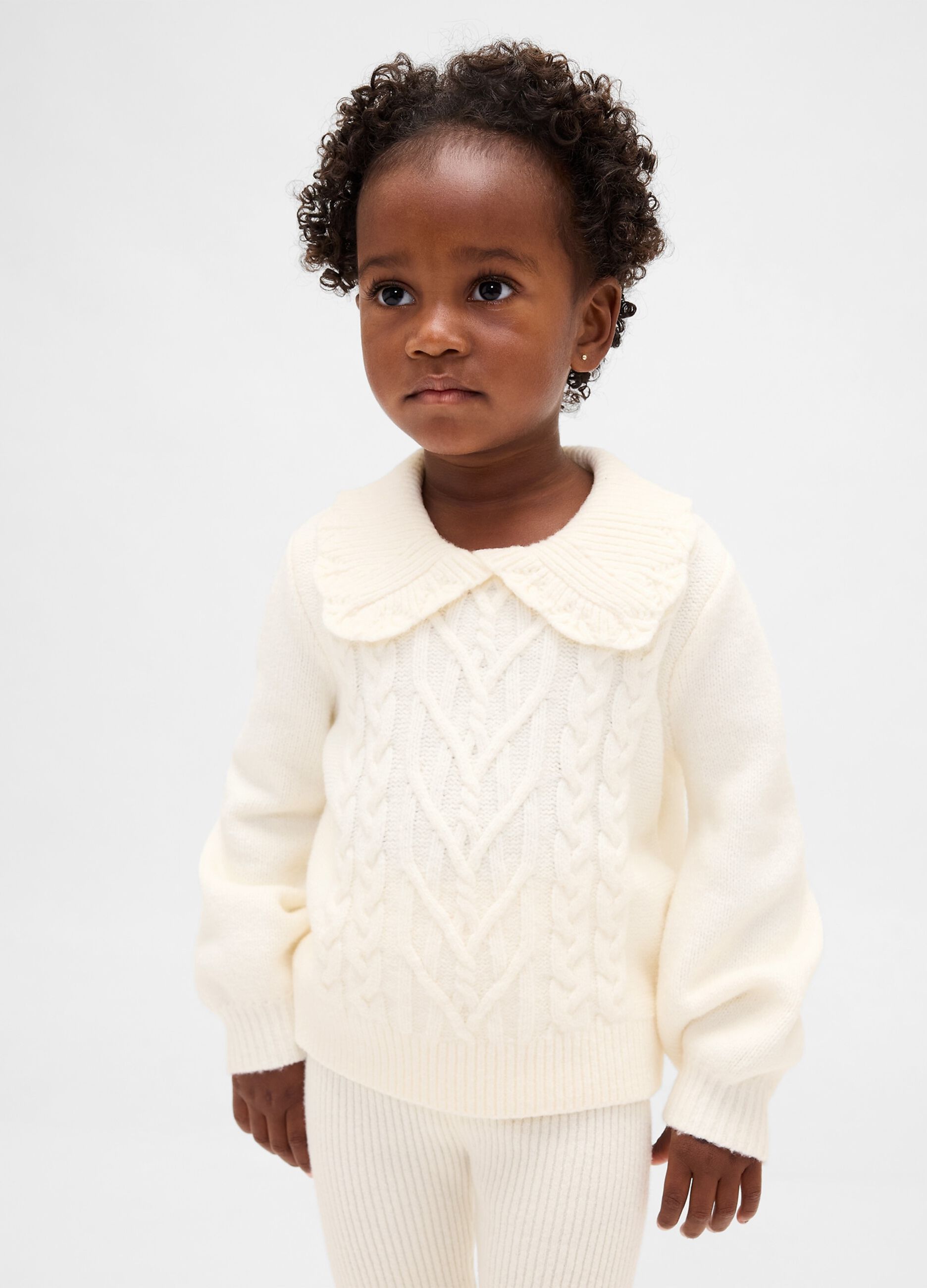 White Sweater for Girls in Material Blend