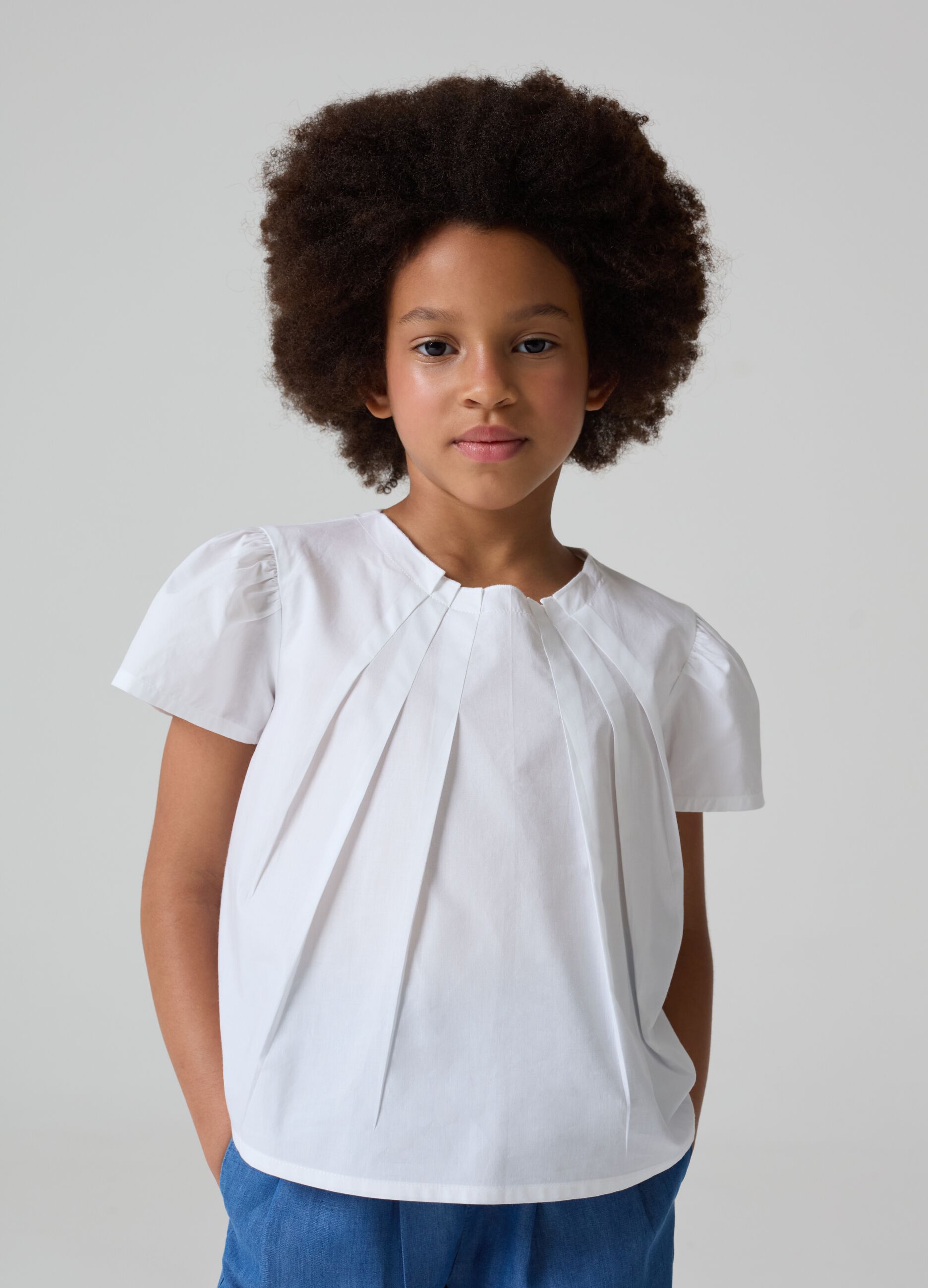 Cotton blouse with darts
