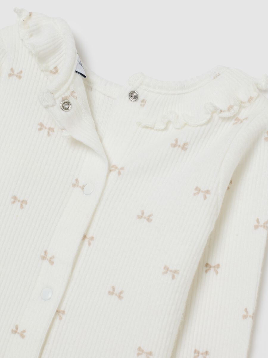 Baby girl's white cotton blend regular fit t-shirt with bows_3