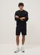 Black cotton-blend regular-fit shorts with drawstring_0