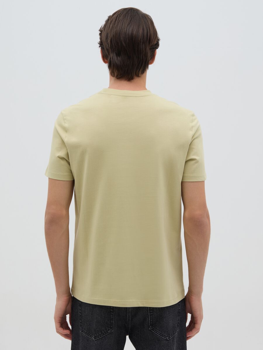 Men's green pure cotton regular fit T-shirt_3