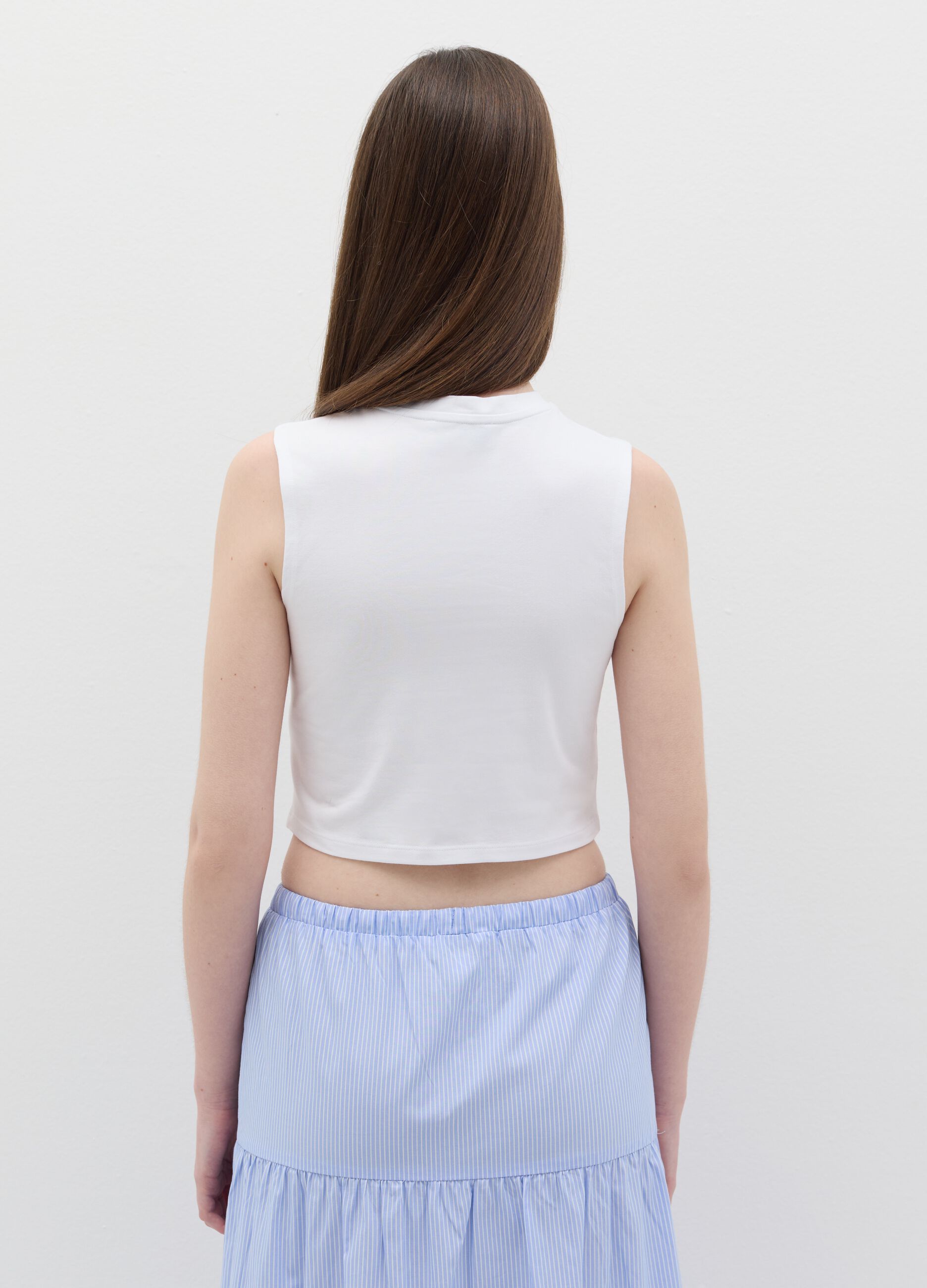 White cropped tank top