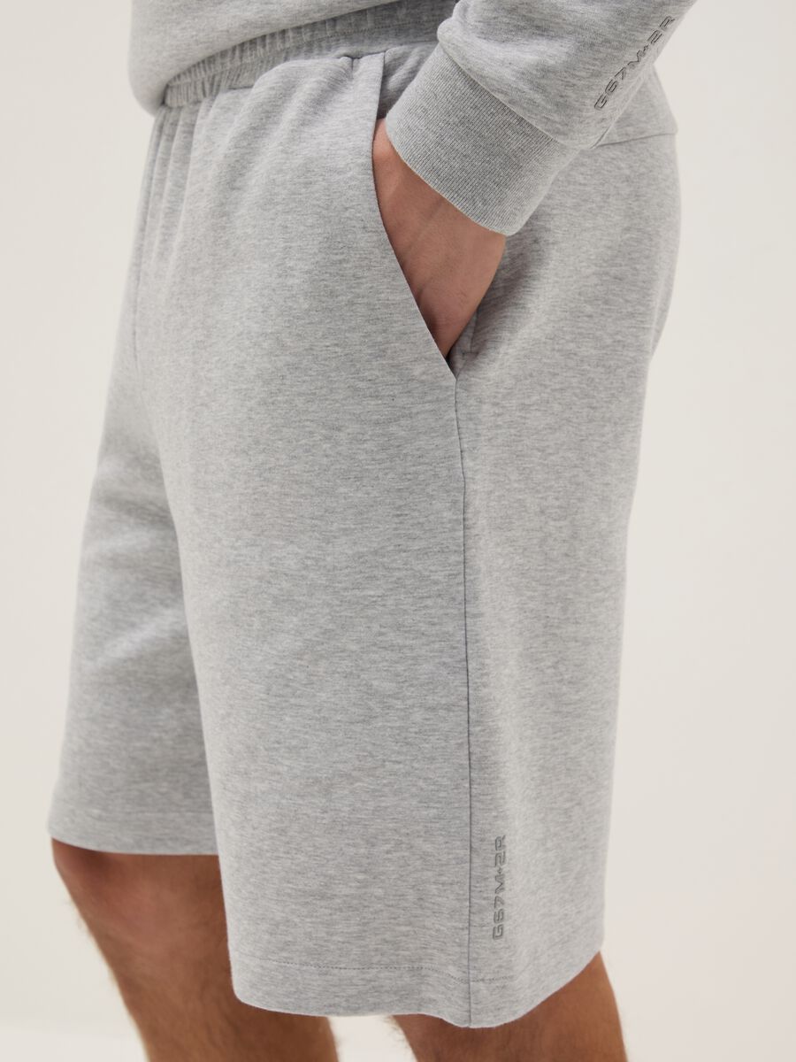 Grey Stretch Cotton Regular Fit Bermuda Shorts_3