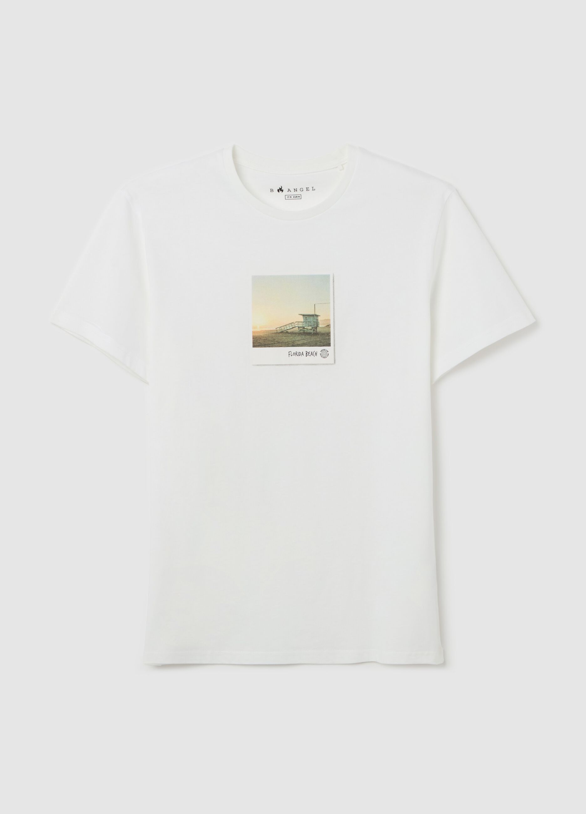 White T-shirt with Florida Beach print