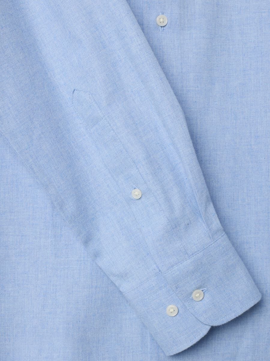 Camicia azzurra in twill di puro cotone regular fit_5