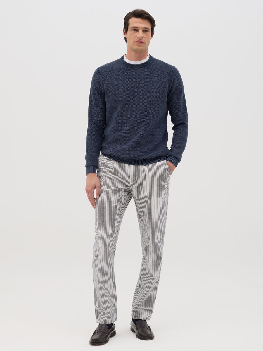 Pantaloni da uomo in cotone elasticizzato bianchi slim fit_0