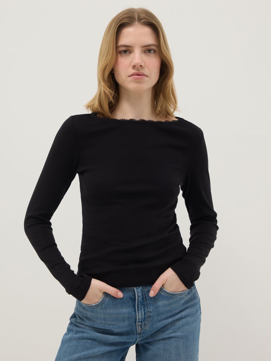 T-shirt in puro cotone nero regular fit_0