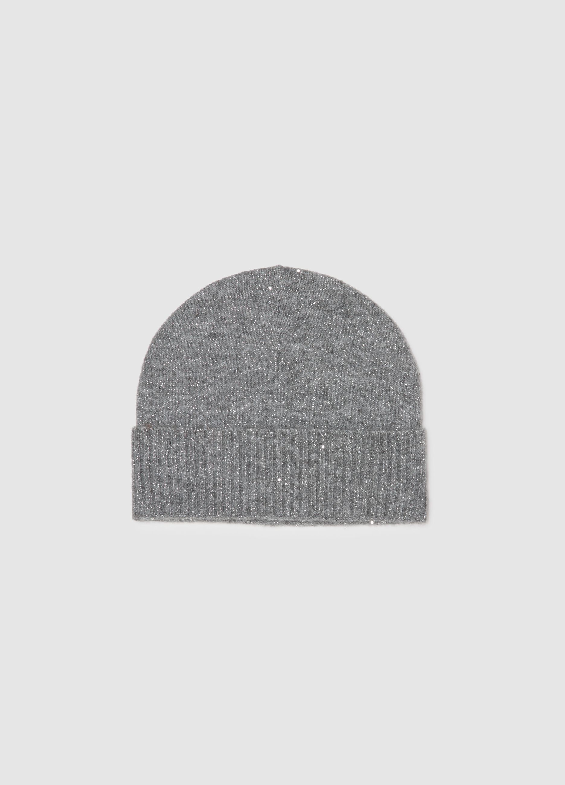 Grey Stretch Fabric Beanie