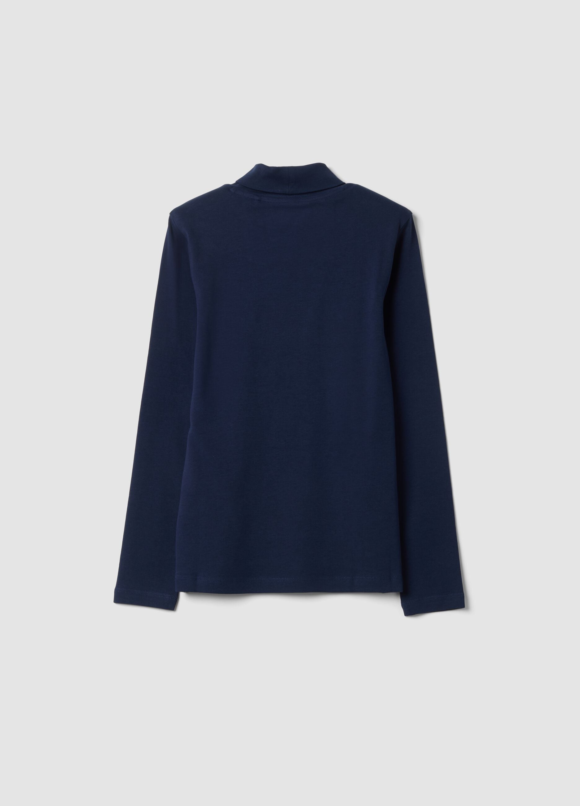 Midnight blue organic cotton roll-neck jumper