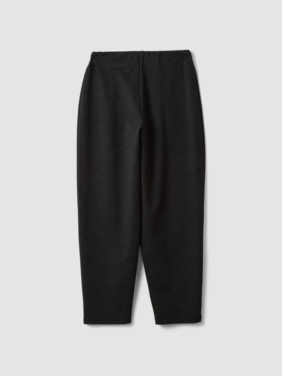 Black Milano-knit jogger trousers in stretch viscose, barrel fit_6