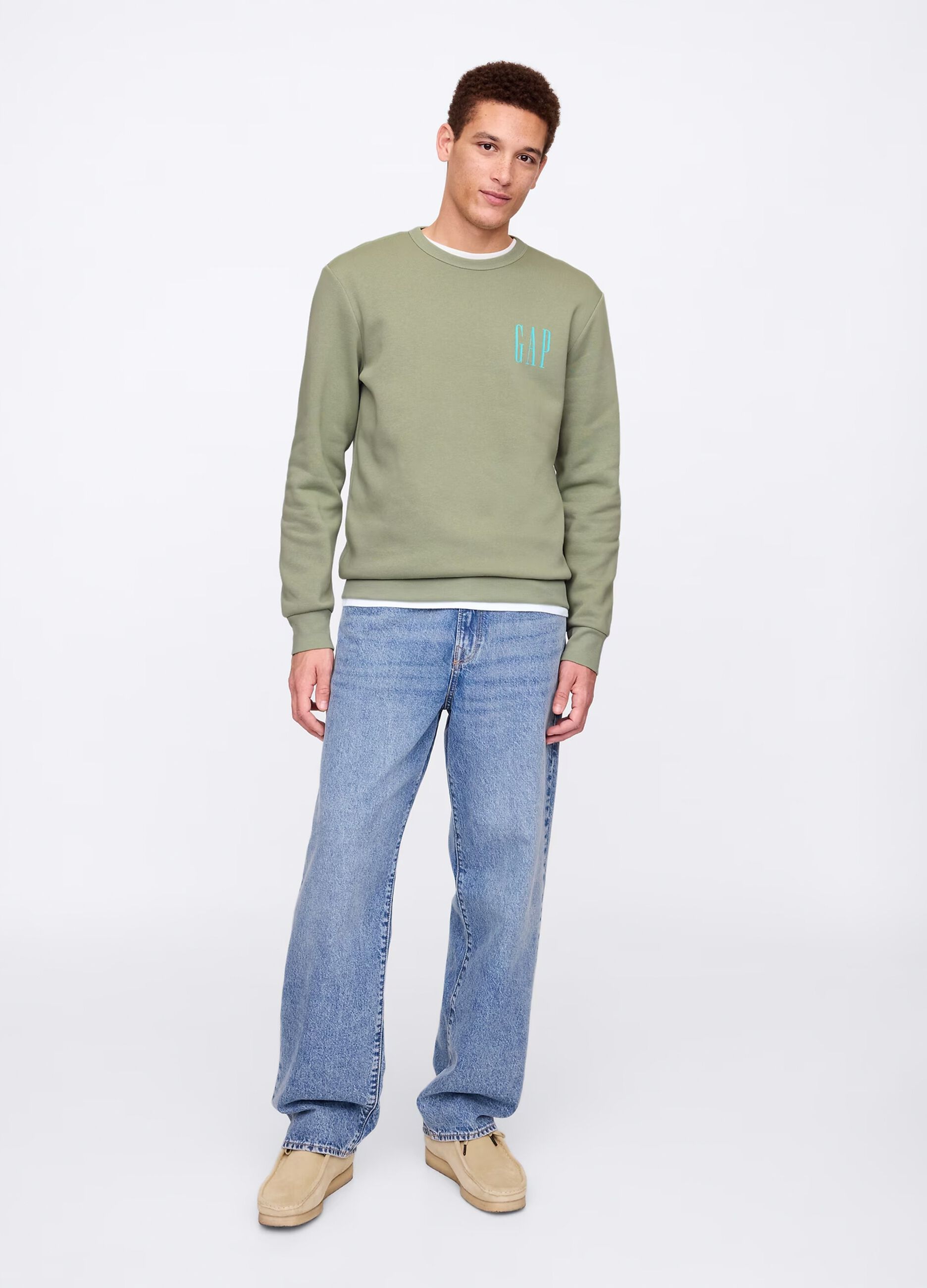 Felpa verde girocollo in misto cotone