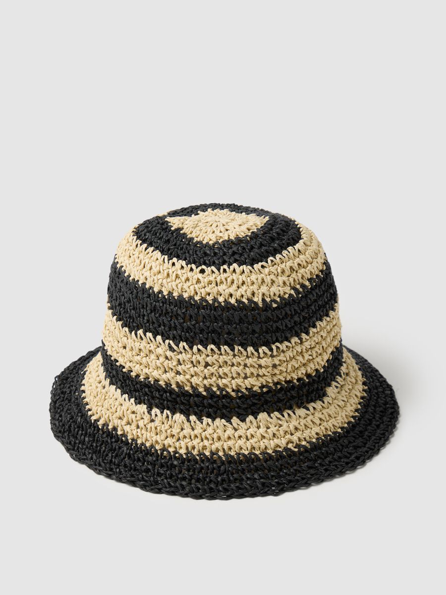 Striped Hat in Plomb Paper Fabric_1