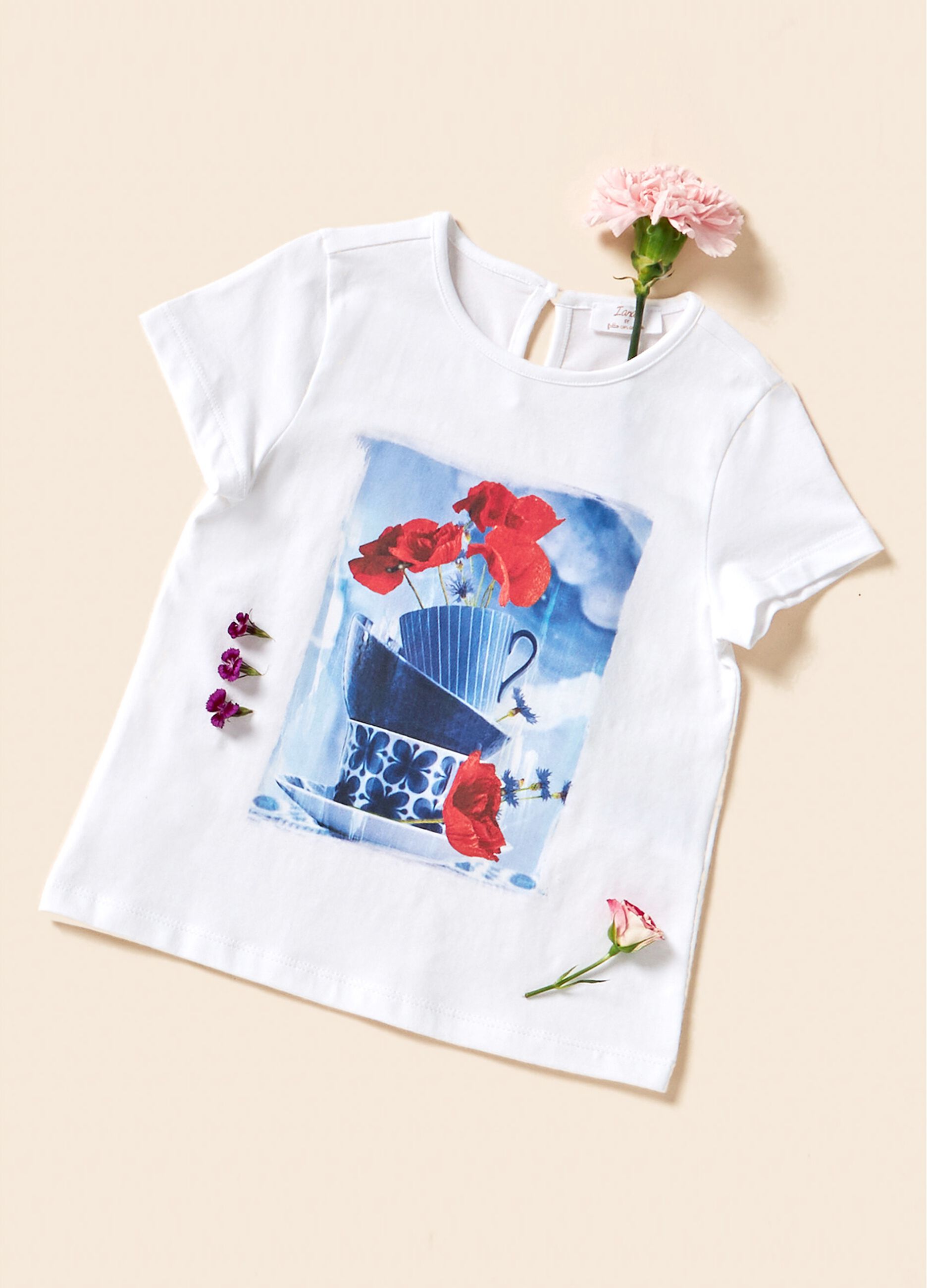 Stretch cotton T-shirt with IANA print