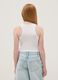 White stretch cotton fitted printed tank top for girls_1