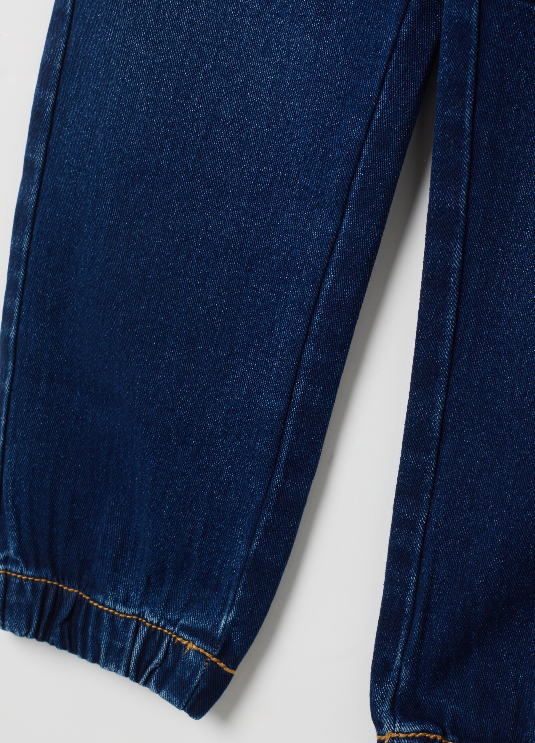 Relaxed fit blue cotton blend jog denim for children