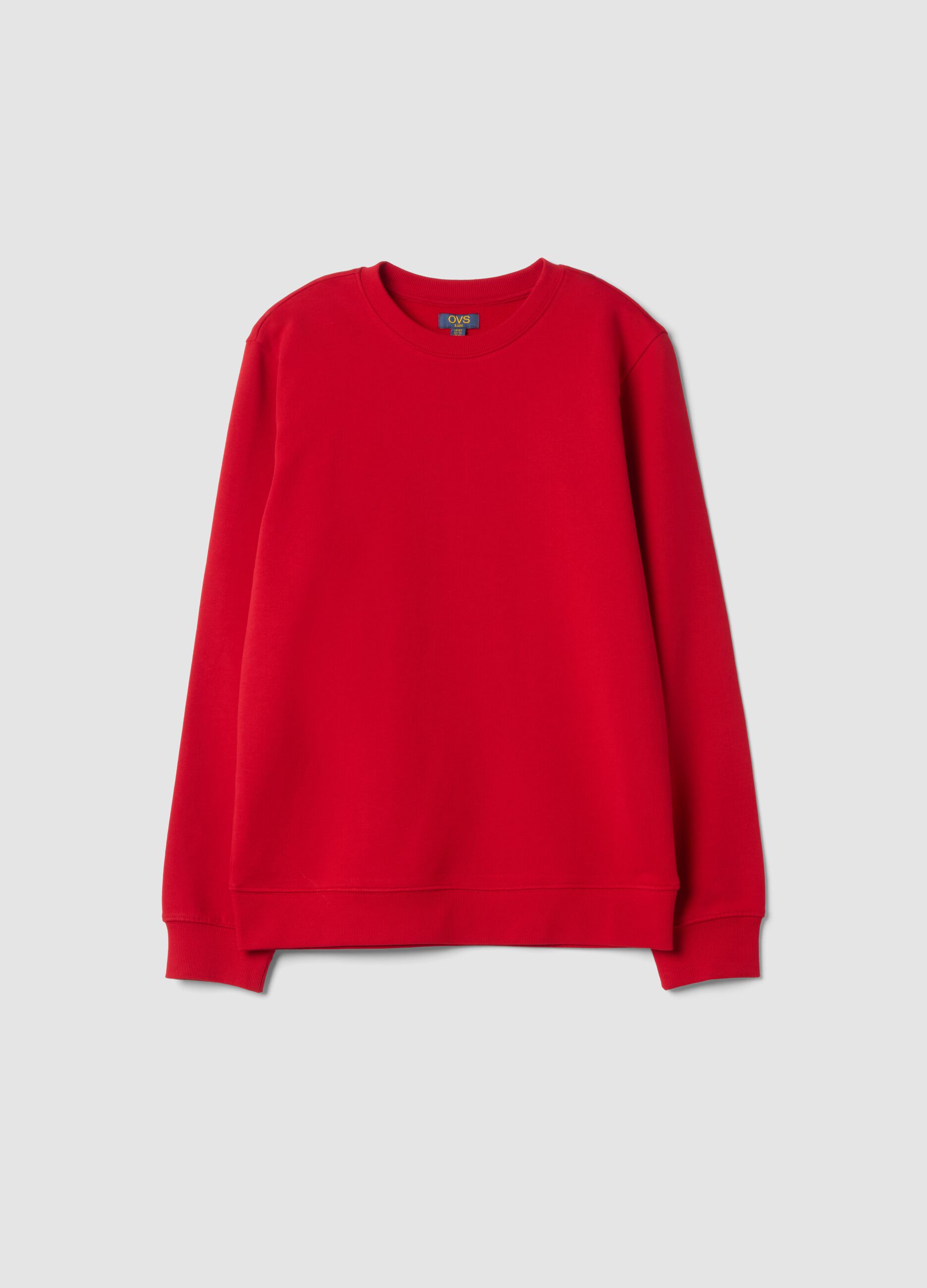 Red crew-neck sweatshirt in 100% cotton