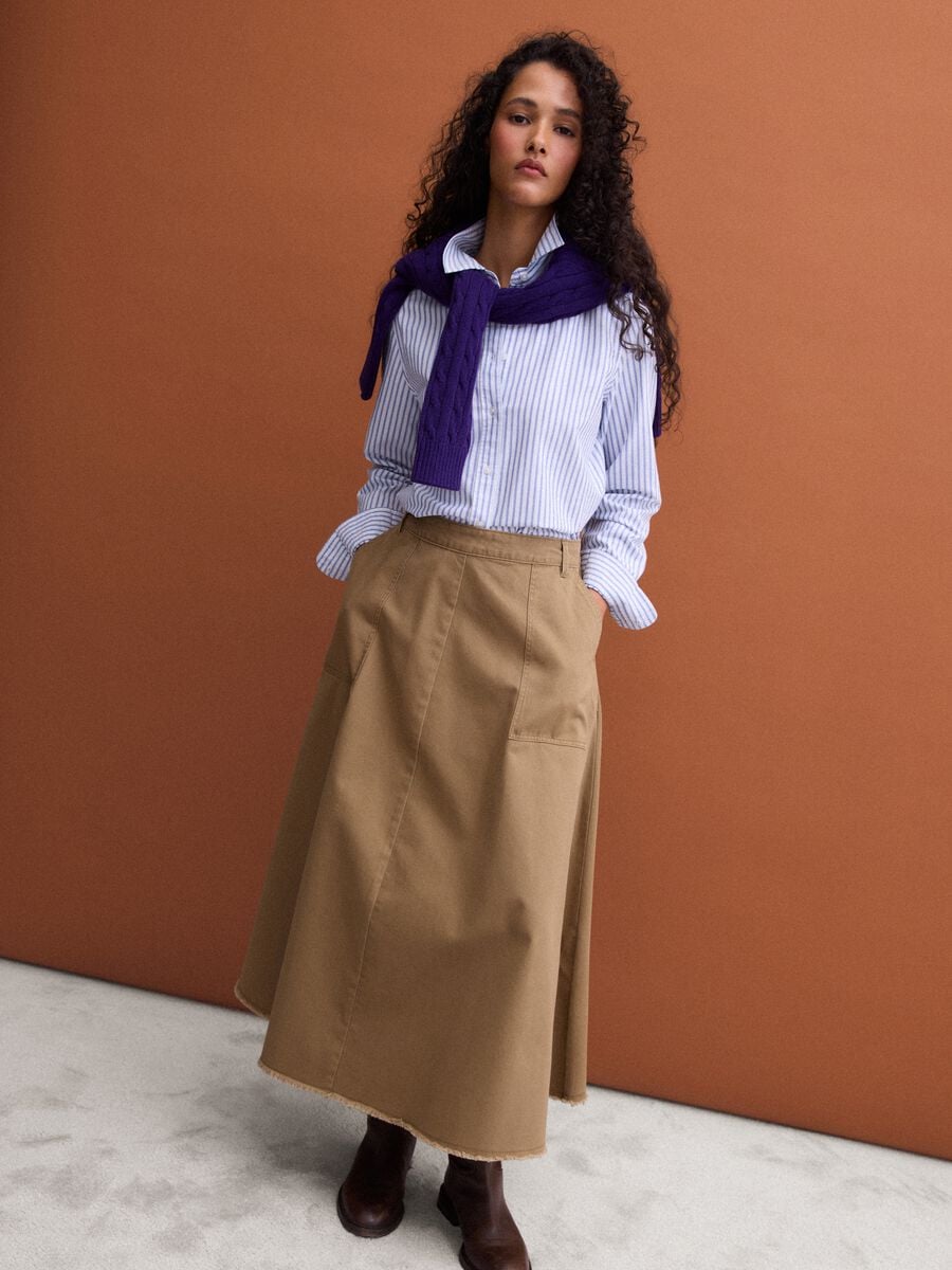 Camicia oxford azzurra a righe bianche in puro cotone comfort fit_2