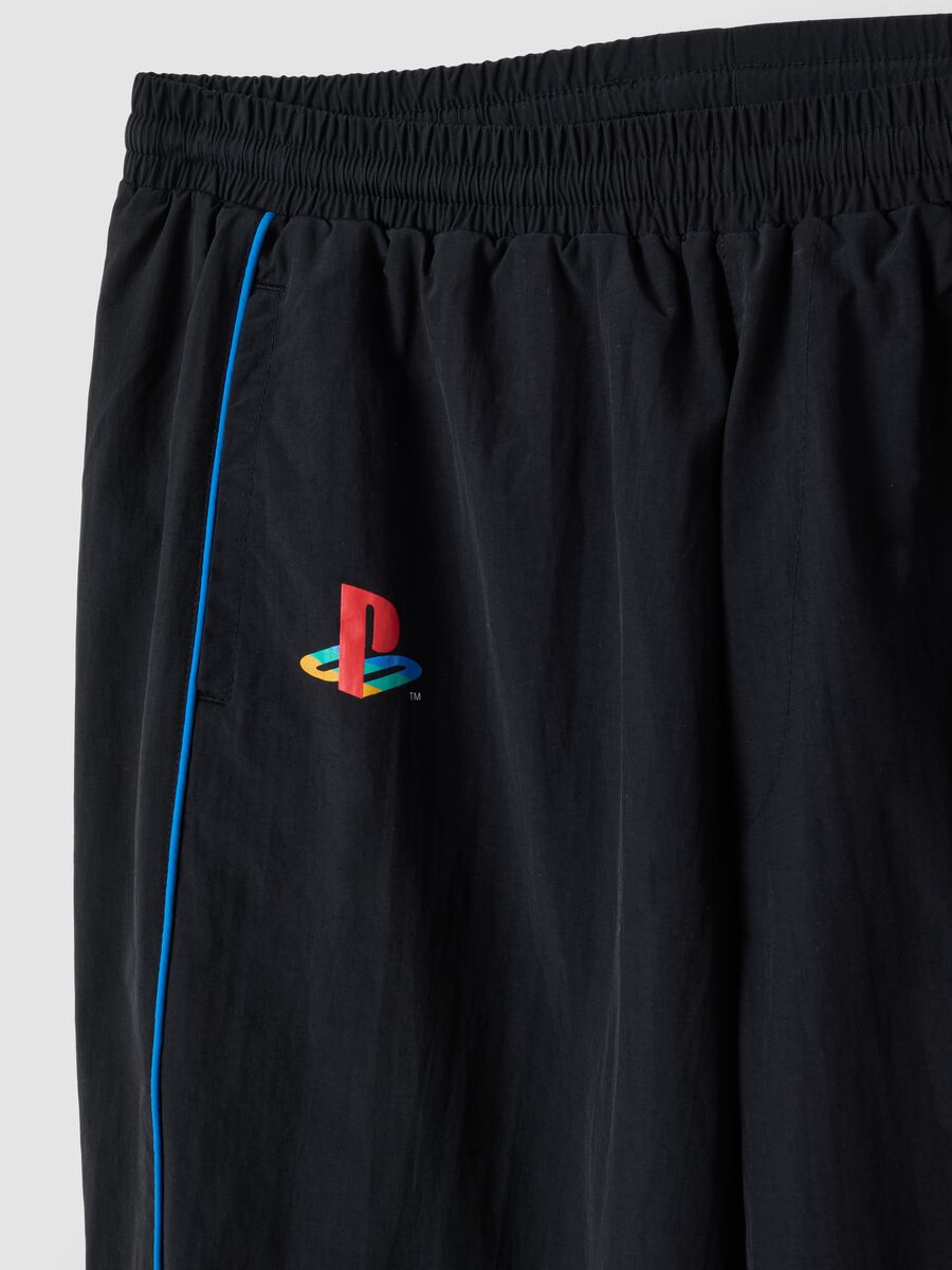 Black PlayStation fitness trousers with contrast piping_5