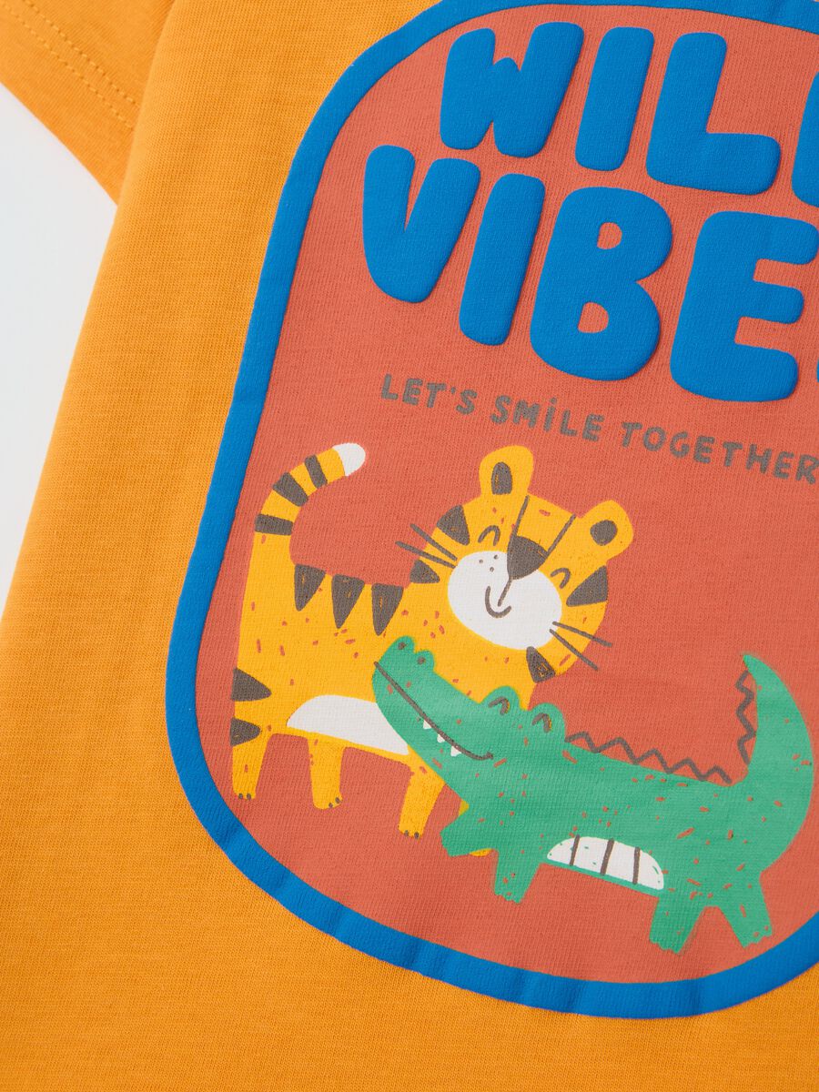 Children's yellow pure cotton regular fit T-shirt with print_3