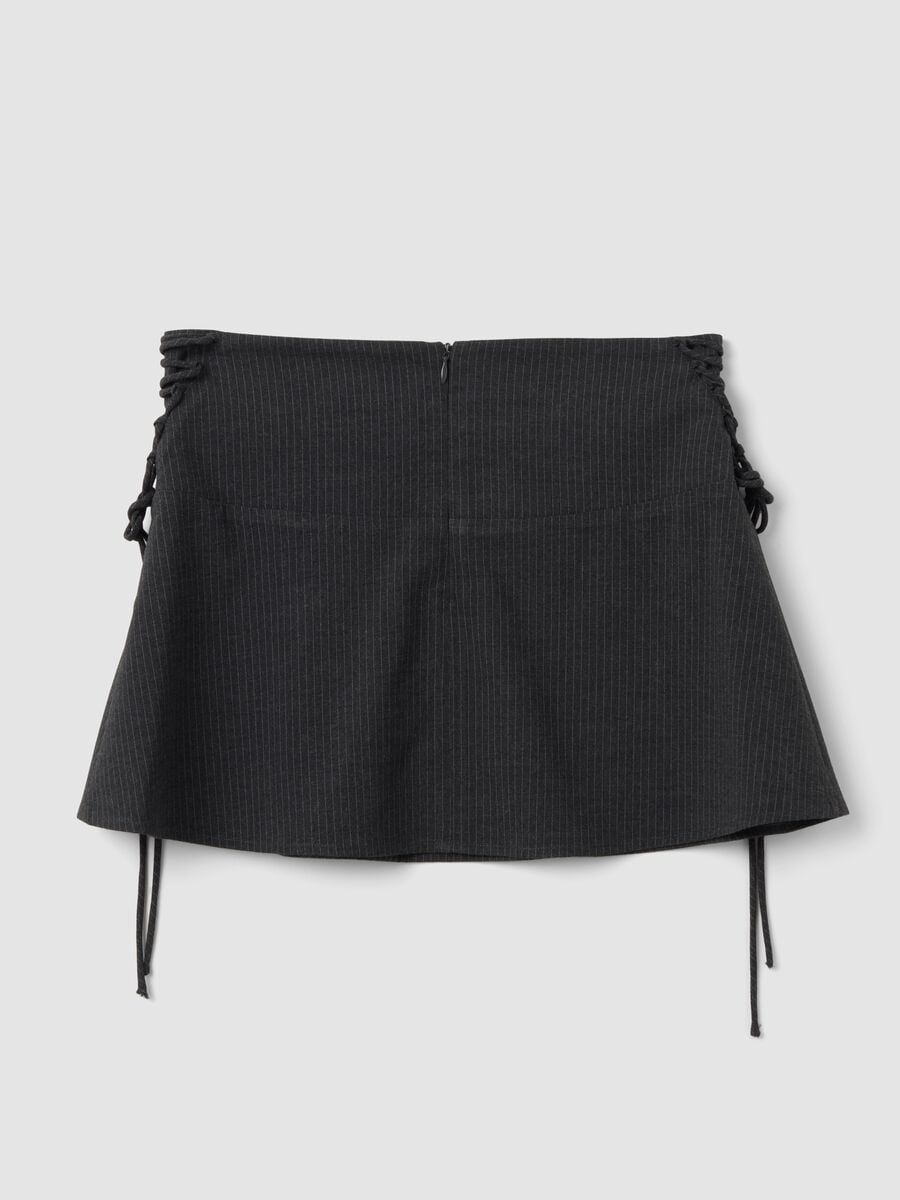 Grey stretch viscose pinstripe skirt_5