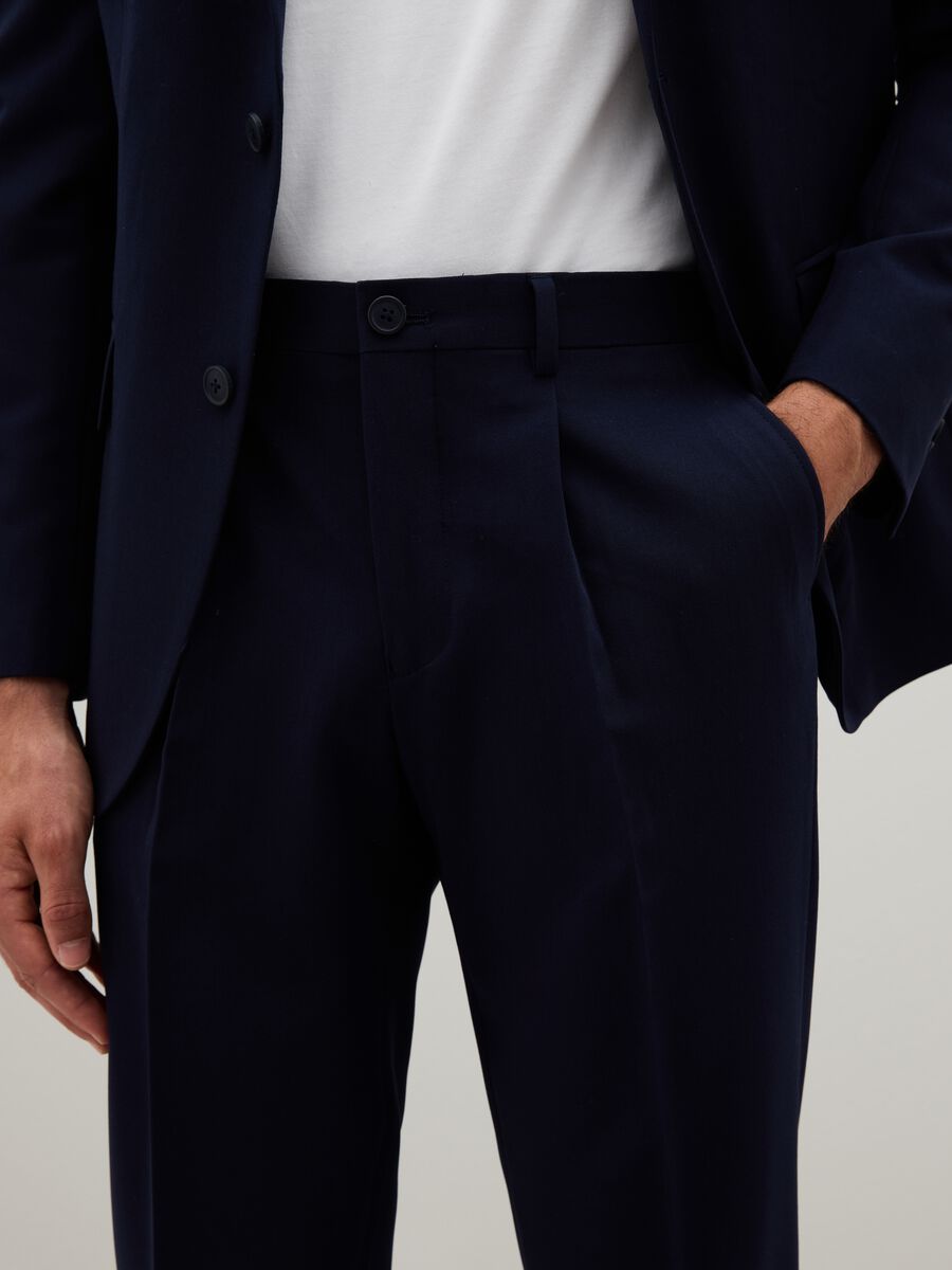 Blue Stretch Slim Fit Trousers_3