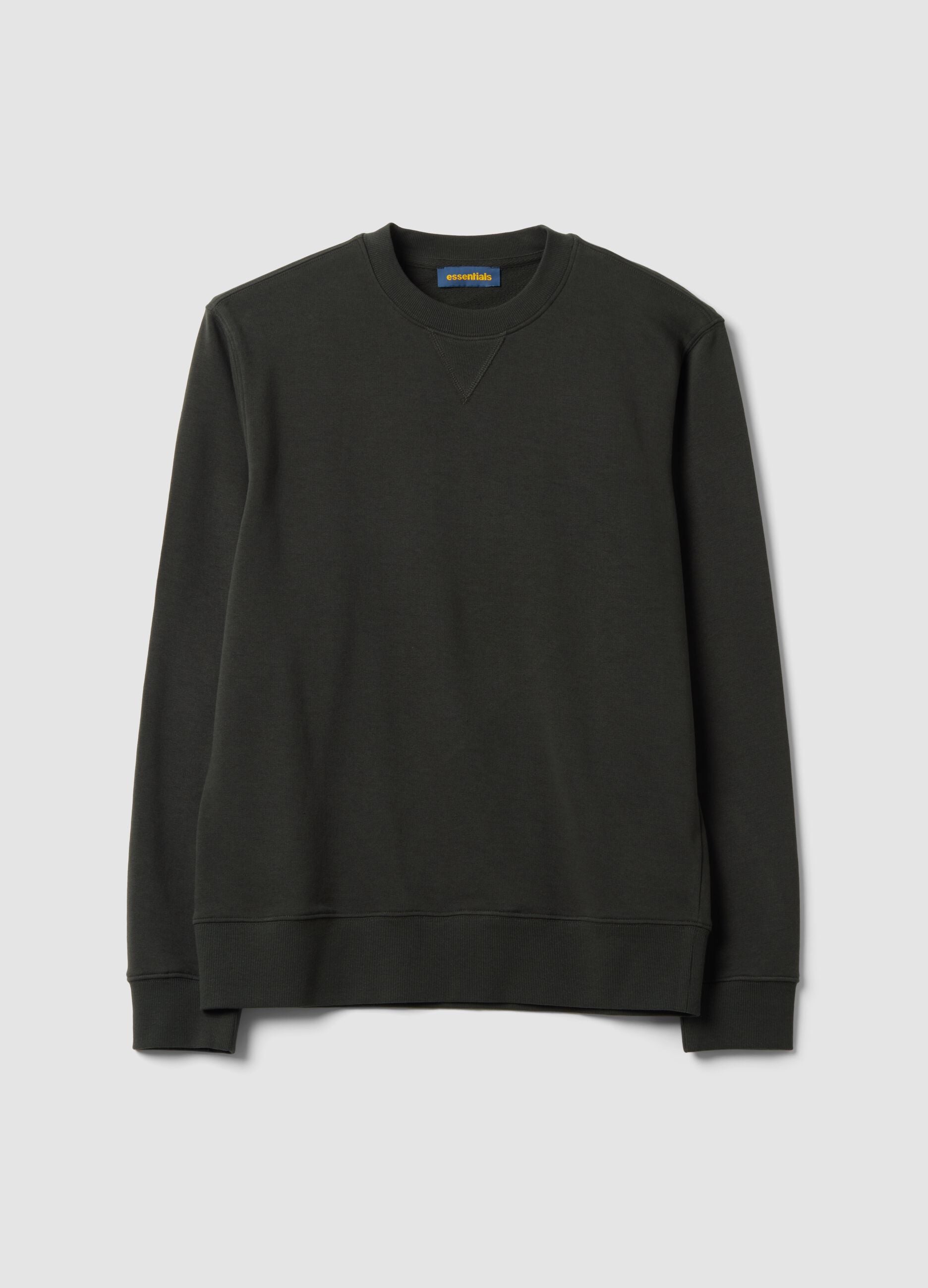Black crew-neck sweatshirt in cotton blend, regular fit
